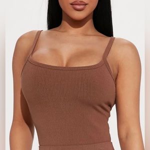 Fashion Nova Brown Elaine Snatched Top - Medium